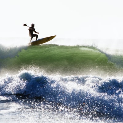 Surfing on the sea alone
